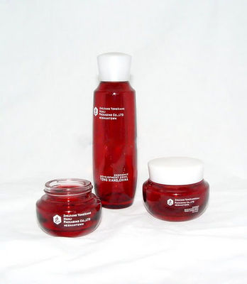 Emulsion personnalisée bouteille de verre cosmétique rouge et bocaux 130ML 100ML 50ML 30ML
